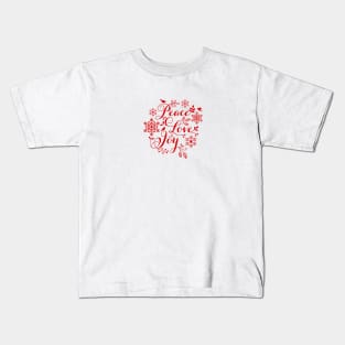 Peace, Love, Joy, Merry Christmas Kids T-Shirt